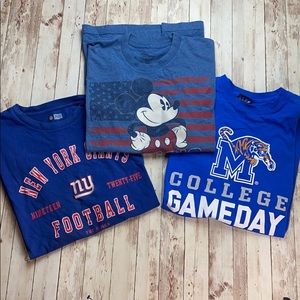 Men’s bundle lot of 3 blue graphic T-shirts sizes xl